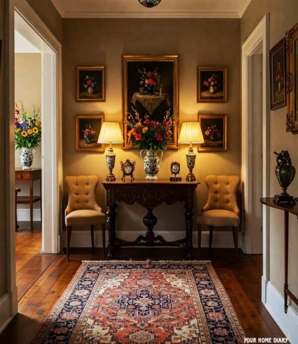 Warm and Inviting Hallway with Antique Furnishings
