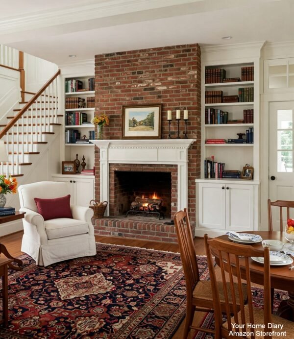 Classic Brick Fireplace in a Cozy Living Space