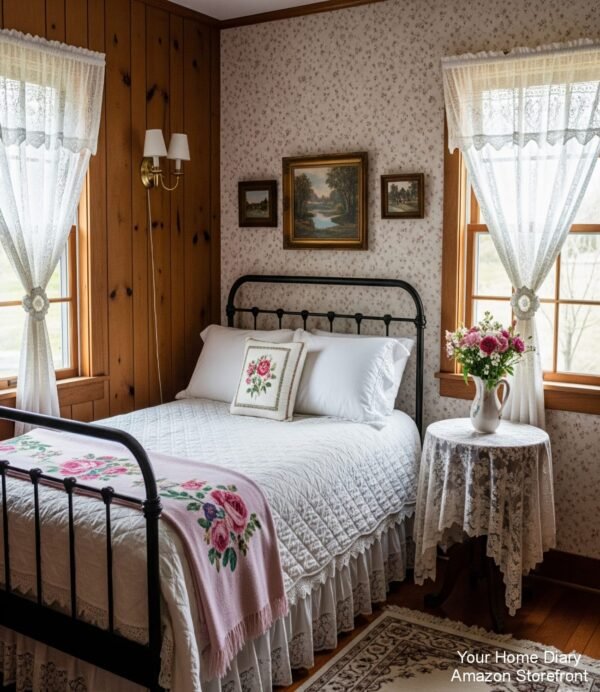 Vintage Cottage Bedroom with Floral Accents