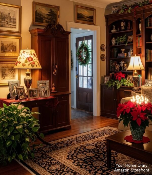 Cozy Traditional Passageway with Holiday Decor