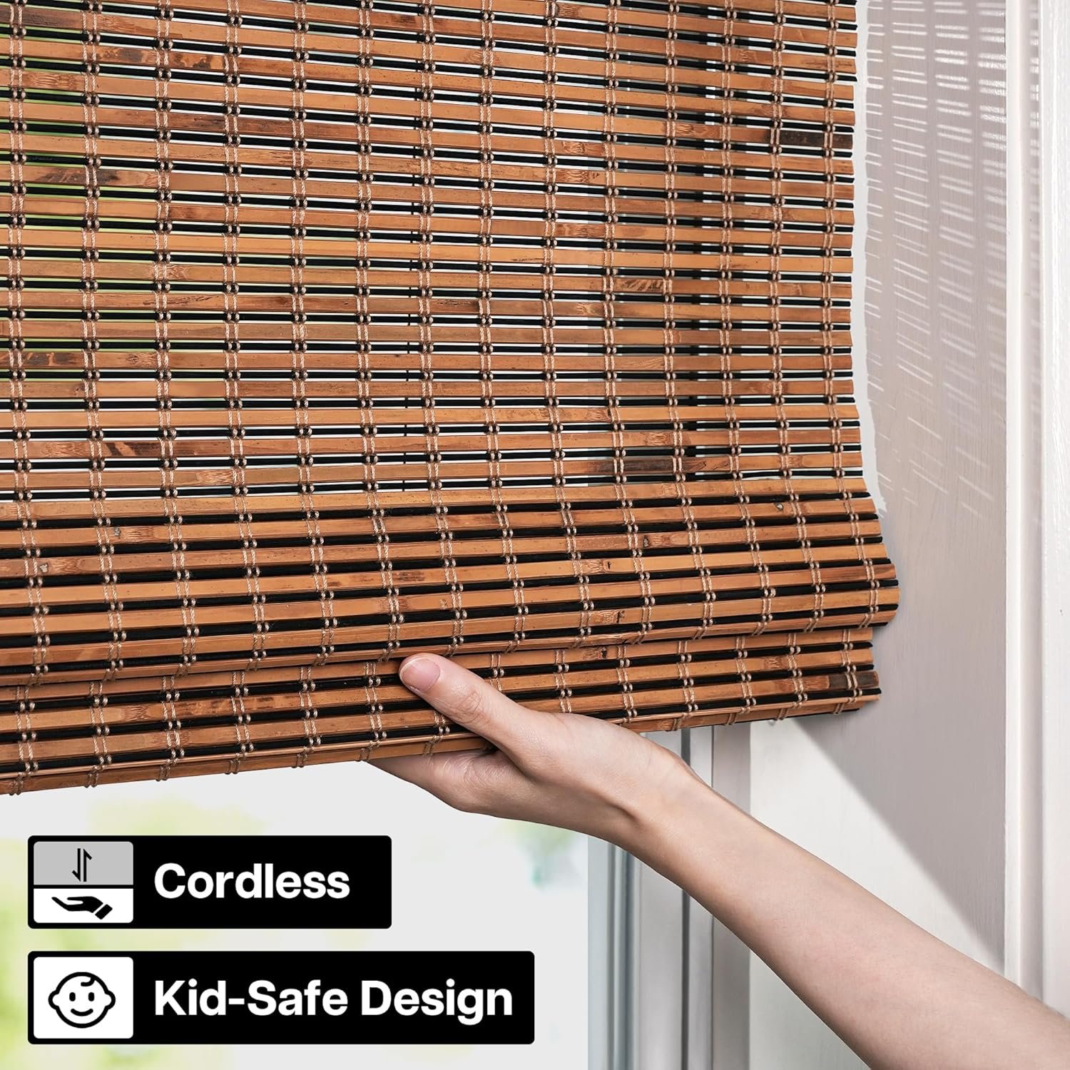 Natural Bamboo Roman Shades — Cordless, Light-Filtering & Beautifully Handcrafted!
