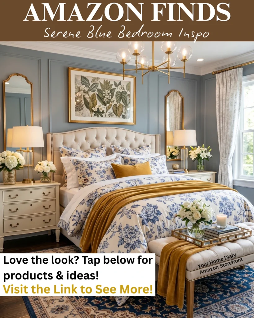 Serene Blue and Gold bedroom