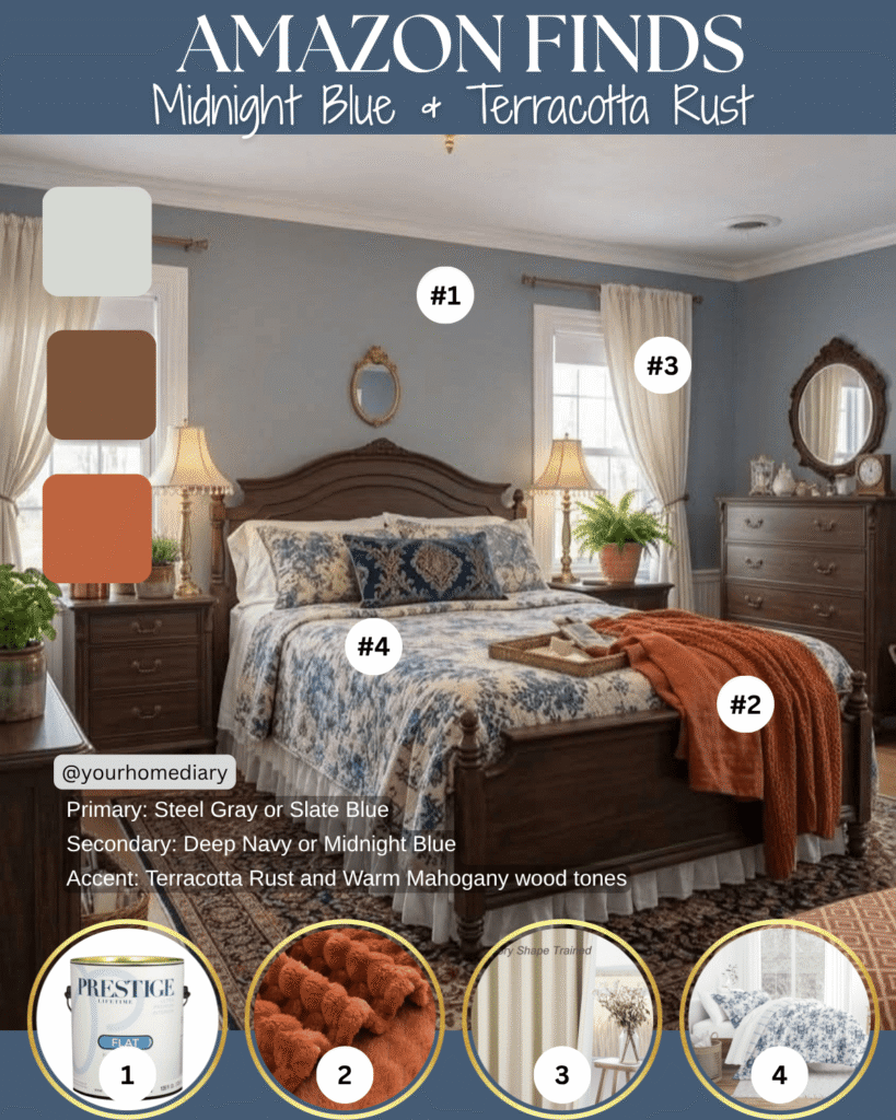 Midnight Blue & Terracotta Rust