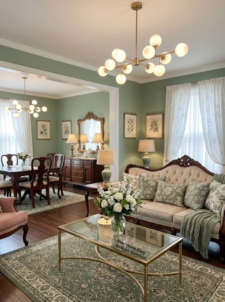 Sage Green & Champagne Gold